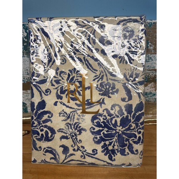 Ralph Lauren Home BLUFF POINT Tablecloth Blue/Tan Floral 60x104 New In Packaging - Picture 1 of 7